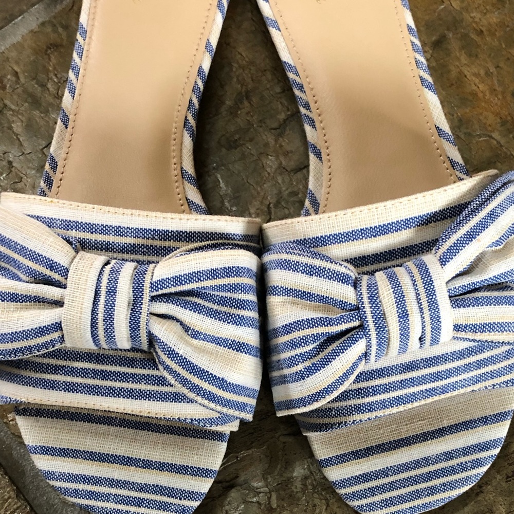 🍃💕NIB Botkier New York Striped Beach Bow Slides - Picture 6 of 12